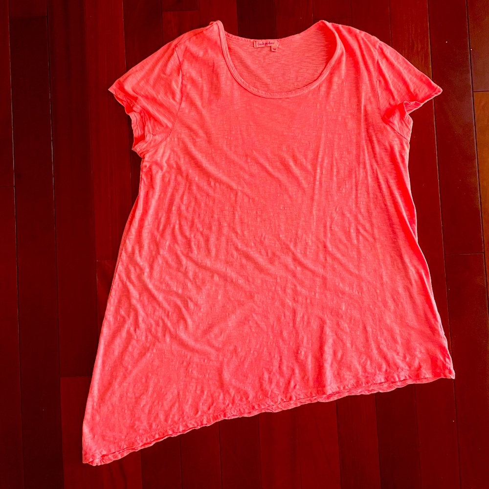 Fresh Produce Asymmetrical Hem Short Sleeved Tunic top 2X